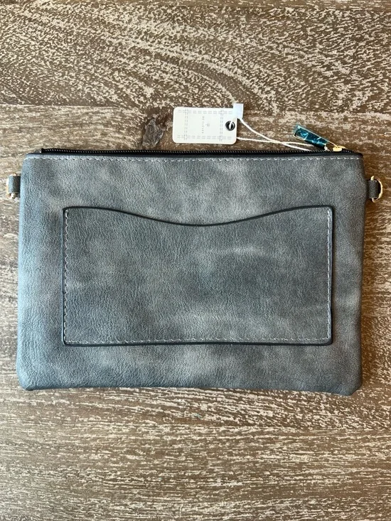 Be Clever faux leather Gray Wristlet Clutch with Cutouts - Picture 2 of 8